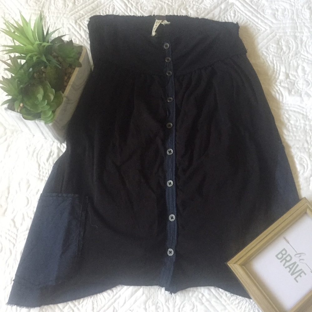 Free People Top Strapless Black Festival SizeXS